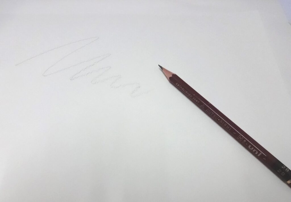 油絵の工程　下描き　鉛筆