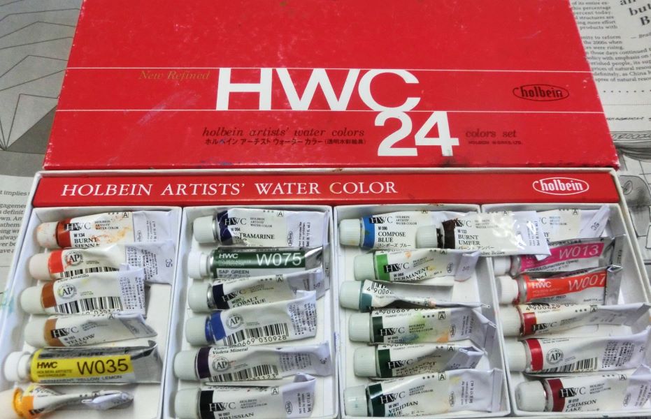 水彩画 【パレットの作り方】ホルベイン透明水彩絵の具24色セット