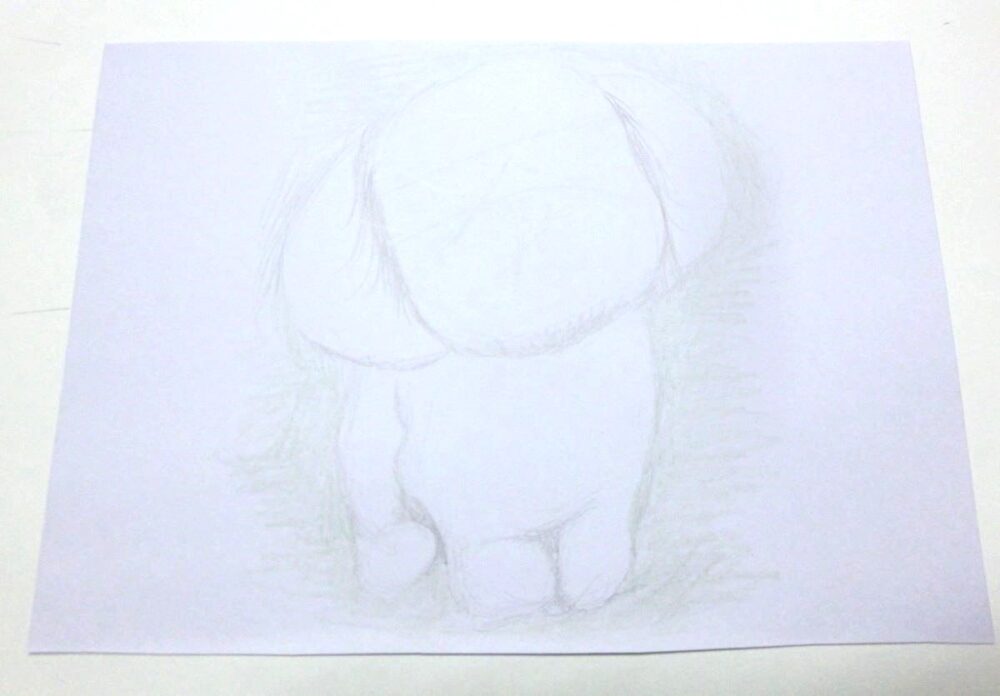 【色鉛筆 犬の描き方】可愛いペットを簡単に描いてみよう　まず鉛筆でアタリをつける