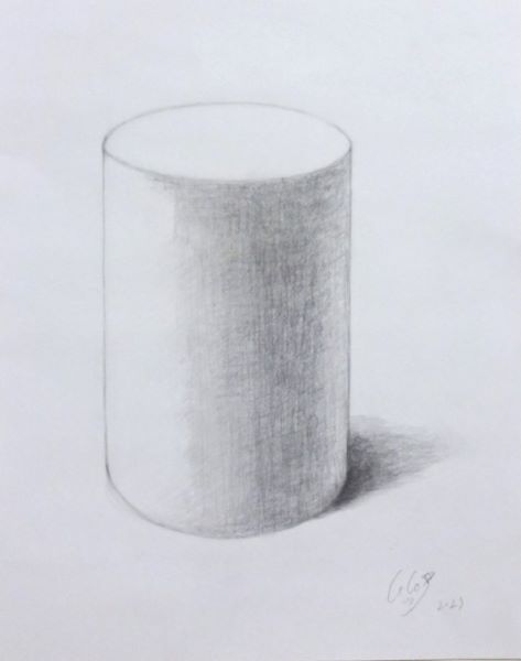 【鉛筆デッサン 円柱の描き方】失敗しやすいポイント５つ　円柱の上円が卵型になっている例