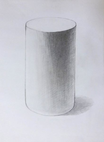 【鉛筆デッサン 円柱の描き方】失敗しやすいポイント５つ　円柱の縦線が左に流れている例