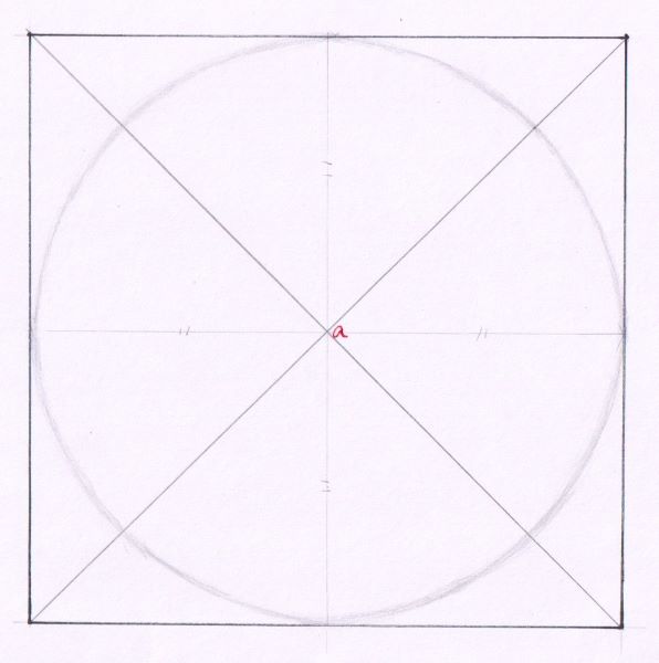 【鉛筆デッサン 円柱の描き方】失敗しやすいポイント５つ　正四角柱を上から見たところ