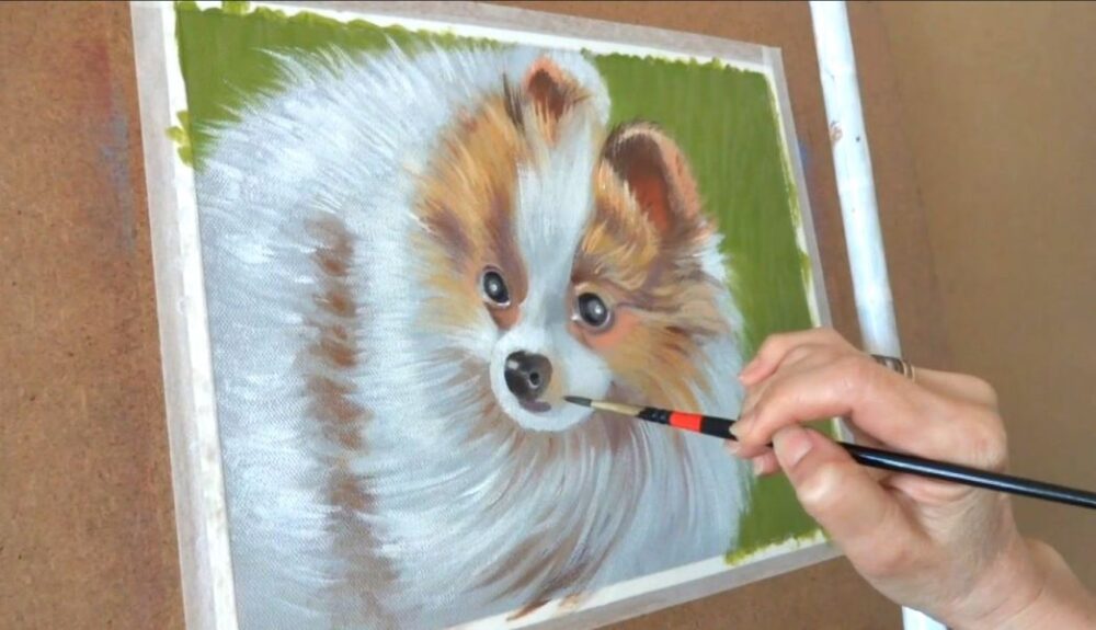 オンライン絵画教室　油絵　犬