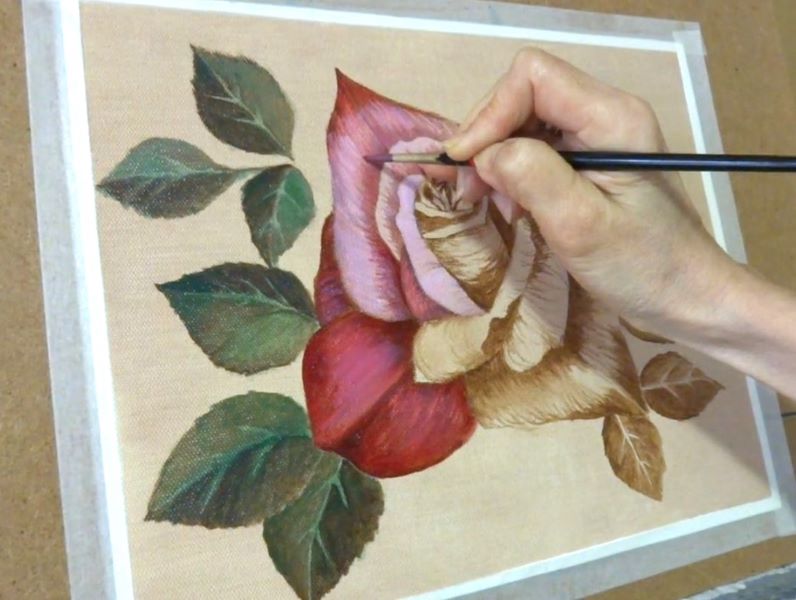 オンライン絵画教室　油絵　バラ　カマイユ技法