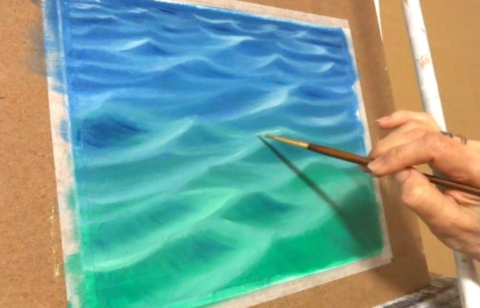 オンライン絵画教室　油絵　海と波描き方